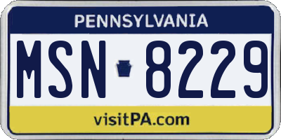 PA license plate MSN8229