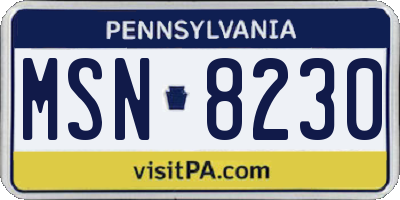 PA license plate MSN8230