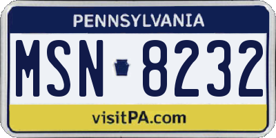PA license plate MSN8232