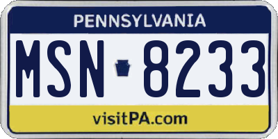 PA license plate MSN8233
