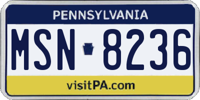 PA license plate MSN8236
