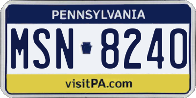 PA license plate MSN8240