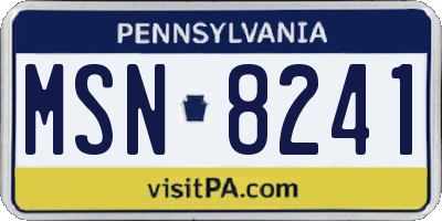PA license plate MSN8241