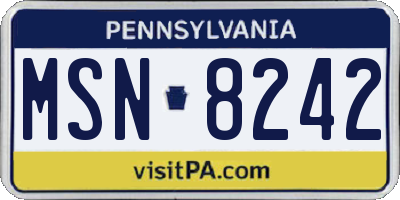 PA license plate MSN8242