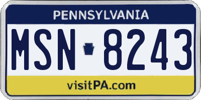 PA license plate MSN8243