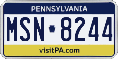 PA license plate MSN8244