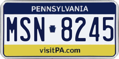 PA license plate MSN8245