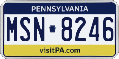 PA license plate MSN8246