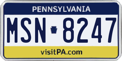 PA license plate MSN8247