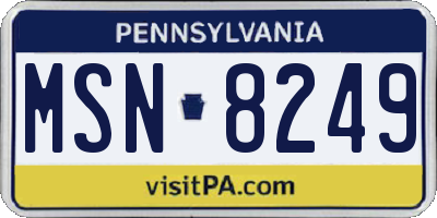 PA license plate MSN8249