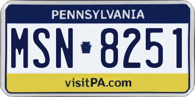 PA license plate MSN8251