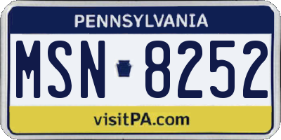 PA license plate MSN8252