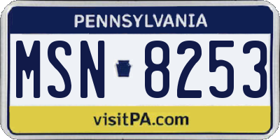 PA license plate MSN8253