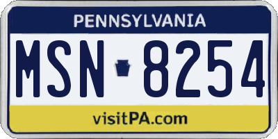 PA license plate MSN8254