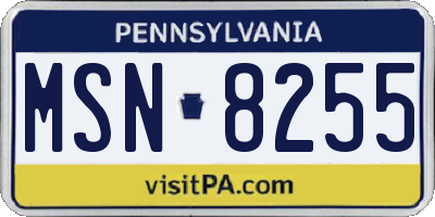 PA license plate MSN8255