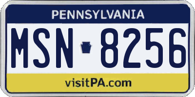 PA license plate MSN8256