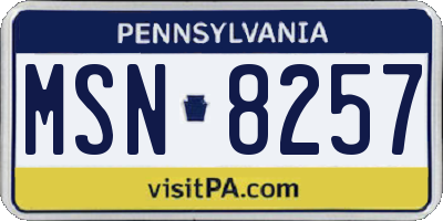 PA license plate MSN8257