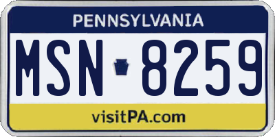 PA license plate MSN8259