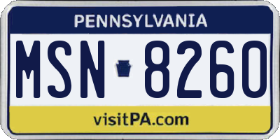 PA license plate MSN8260