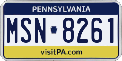 PA license plate MSN8261