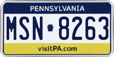 PA license plate MSN8263