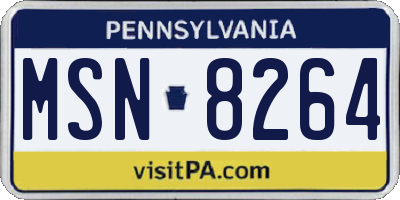 PA license plate MSN8264