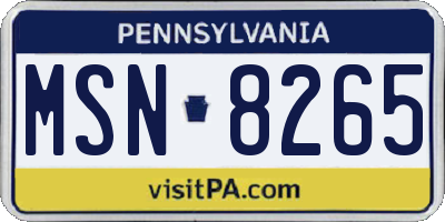 PA license plate MSN8265