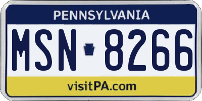 PA license plate MSN8266