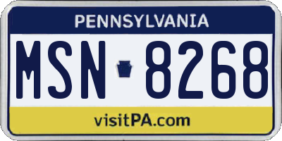 PA license plate MSN8268