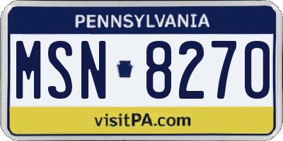PA license plate MSN8270