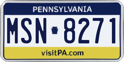 PA license plate MSN8271