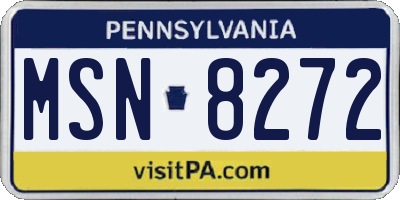 PA license plate MSN8272
