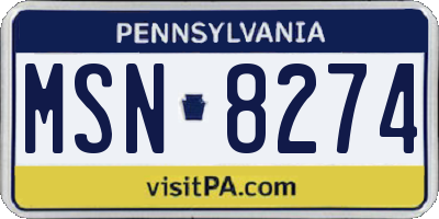 PA license plate MSN8274