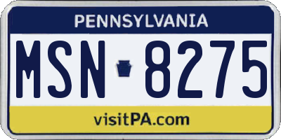 PA license plate MSN8275
