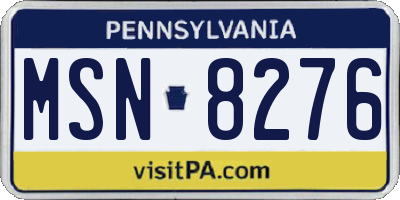 PA license plate MSN8276