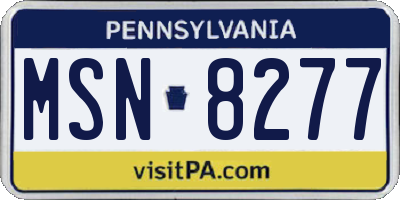 PA license plate MSN8277