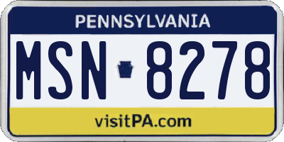 PA license plate MSN8278