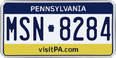PA license plate MSN8284