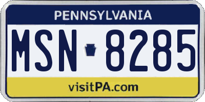 PA license plate MSN8285