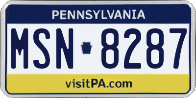 PA license plate MSN8287