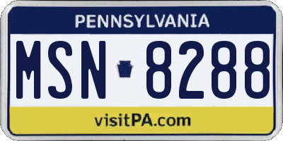 PA license plate MSN8288