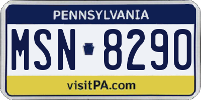 PA license plate MSN8290