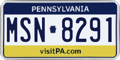 PA license plate MSN8291