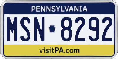 PA license plate MSN8292