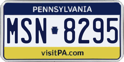 PA license plate MSN8295