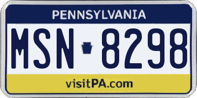 PA license plate MSN8298