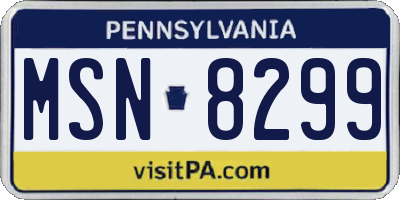 PA license plate MSN8299