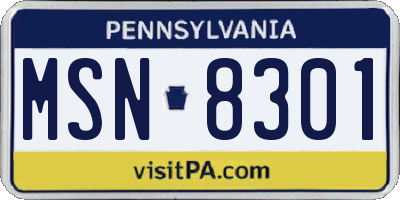 PA license plate MSN8301