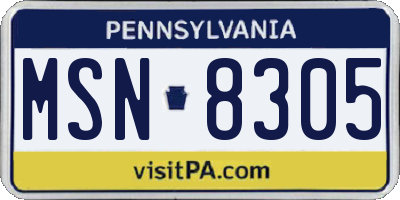 PA license plate MSN8305