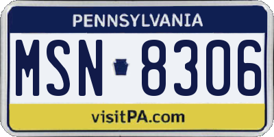 PA license plate MSN8306